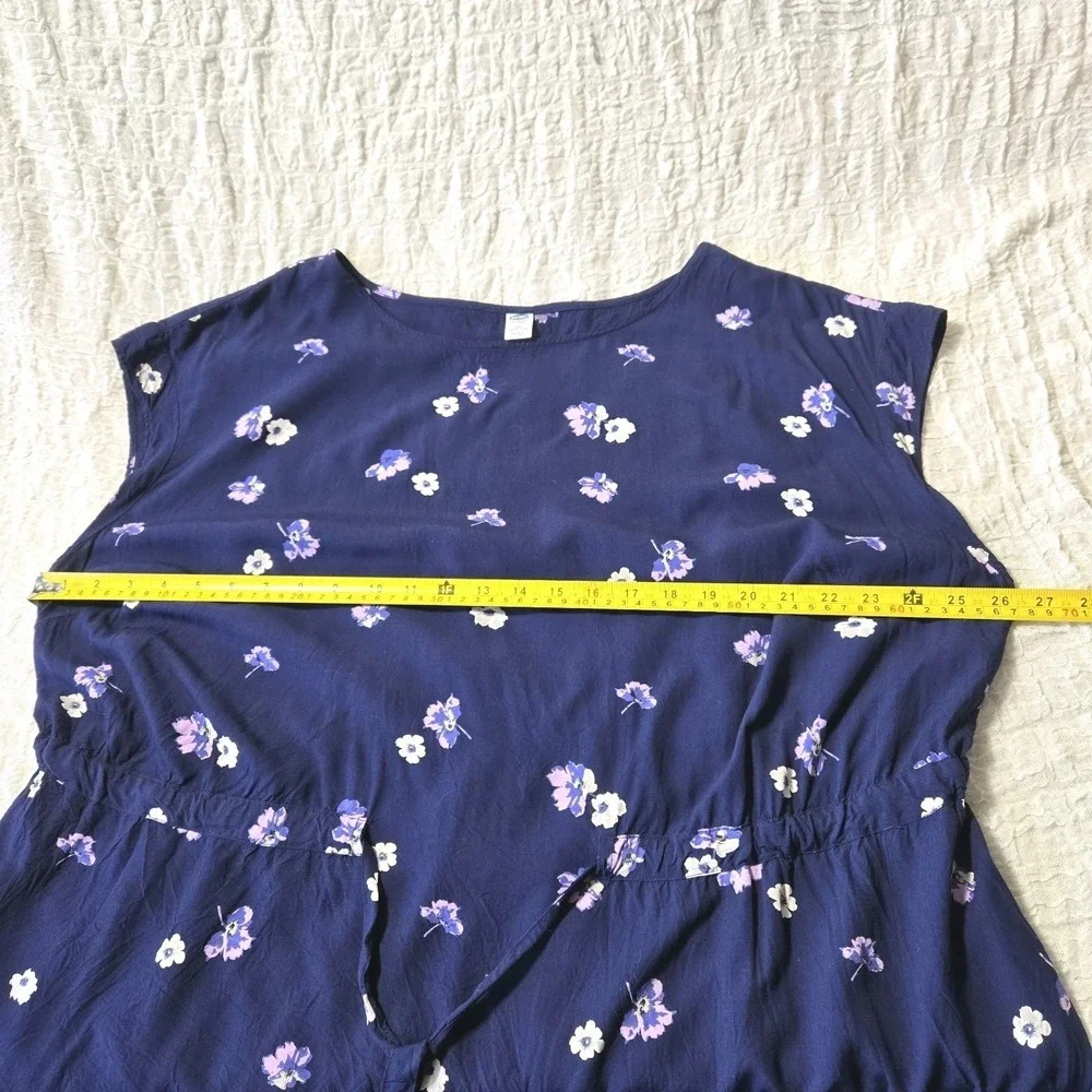 Old Navy Womens Blue Floral Dress Size 2XL ‎ Cross String Closure RN:54023